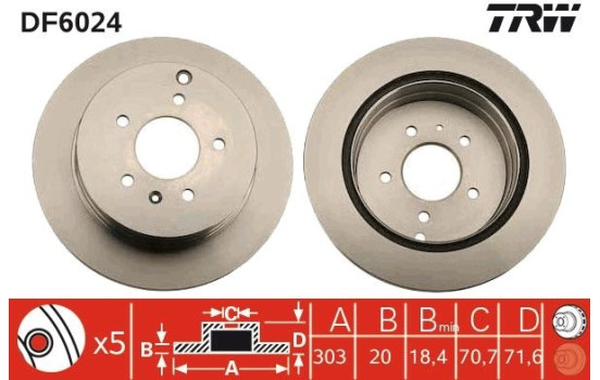 Brake Disc DF6024 TRW, Image 3