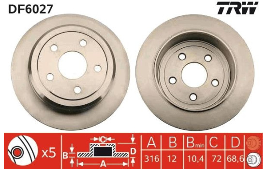 Brake Disc DF6027 TRW