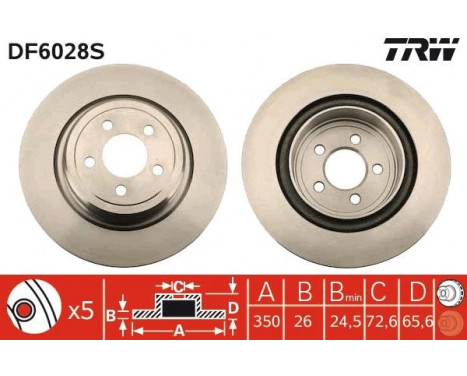 Brake Disc DF6028S TRW, Image 3