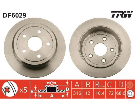 Brake Disc DF6029 TRW, Image 3