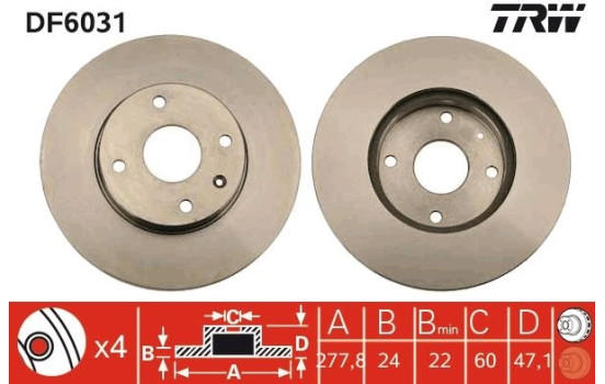 Brake Disc DF6031 TRW, Image 3