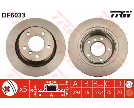 Brake Disc DF6033 TRW