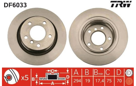 Brake Disc DF6033 TRW, Image 3
