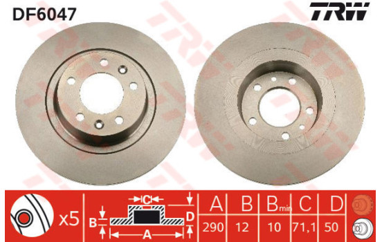 Brake Disc DF6047 TRW