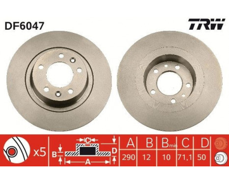Brake Disc DF6047 TRW, Image 3