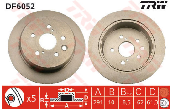 Brake Disc DF6052 TRW