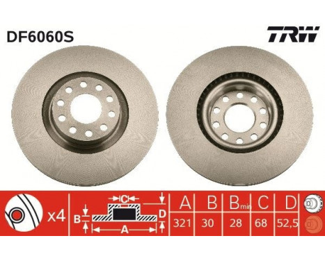 Brake Disc DF6060S TRW, Image 3