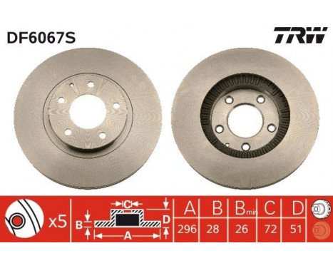 Brake Disc DF6067S TRW, Image 3