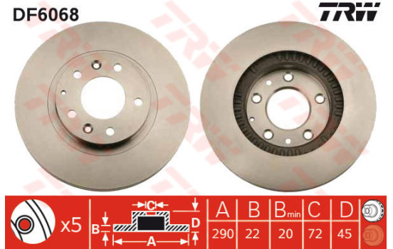 Brake Disc DF6068 TRW