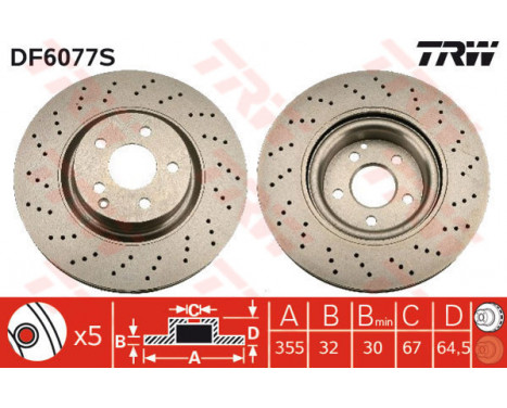 Brake Disc DF6077S TRW
