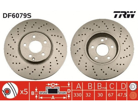 Brake Disc DF6079S TRW, Image 3