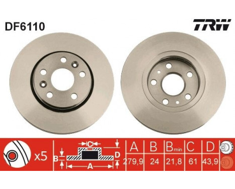 Brake Disc DF6110 TRW, Image 2