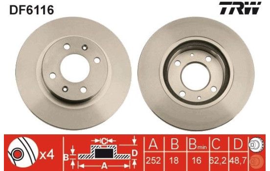 Brake Disc DF6116 TRW, Image 2