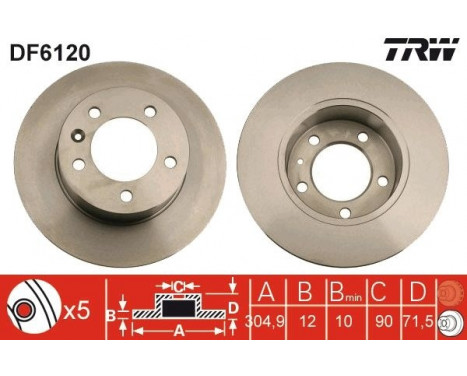 Brake Disc DF6120 TRW, Image 2