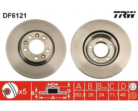 Brake Disc DF6121 TRW, Image 2