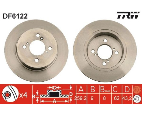 Brake Disc DF6122 TRW, Image 2