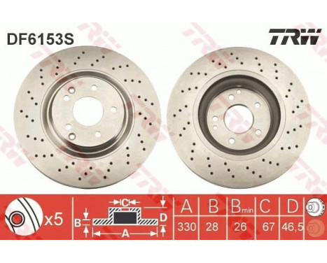 Brake Disc DF6153S TRW, Image 2