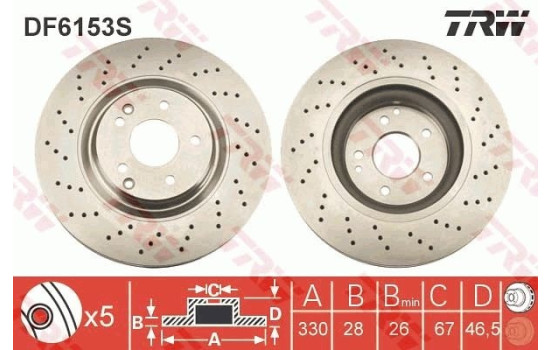 Brake Disc DF6153S TRW, Image 2