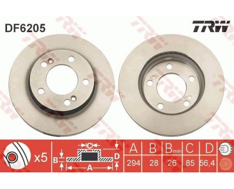 Brake Disc DF6205 TRW, Image 2