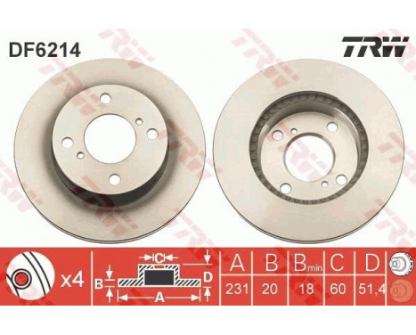 Brake Disc DF6214 TRW, Image 3