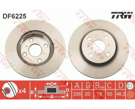 Brake Disc DF6225 TRW, Image 2