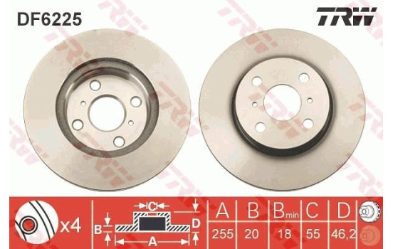 Brake Disc DF6225 TRW, Image 2