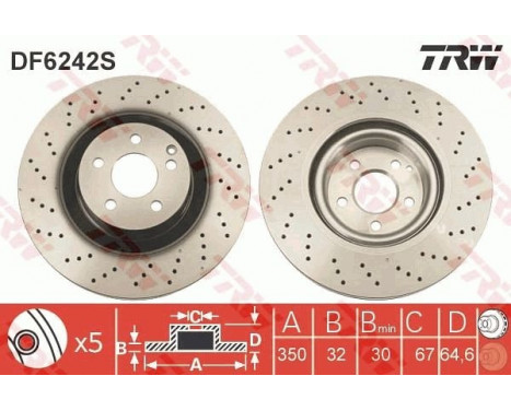 Brake Disc DF6242S TRW, Image 2