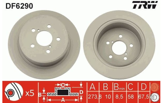 Brake Disc DF6290 TRW, Image 2