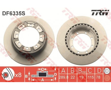 Brake Disc DF6335S TRW, Image 2