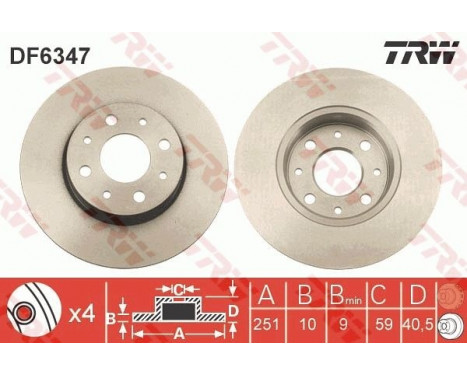 Brake Disc DF6347 TRW, Image 2