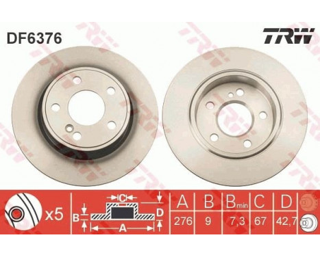 Brake Disc DF6376 TRW, Image 3