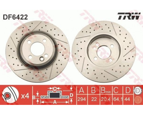 Brake Disc DF6422 TRW, Image 2