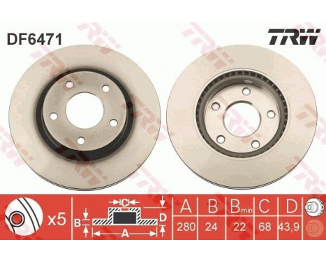 Brake Disc DF6471 TRW, Image 2