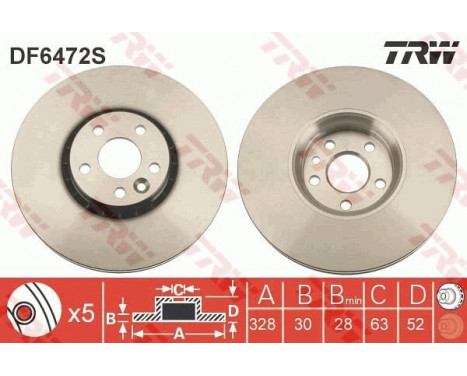 Brake Disc DF6472S TRW, Image 2
