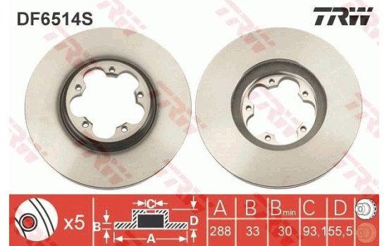 Brake Disc DF6514S TRW, Image 2