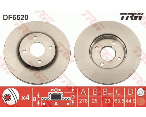 Brake Disc DF6520 TRW