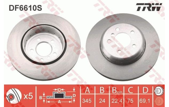Brake Disc DF6610S TRW