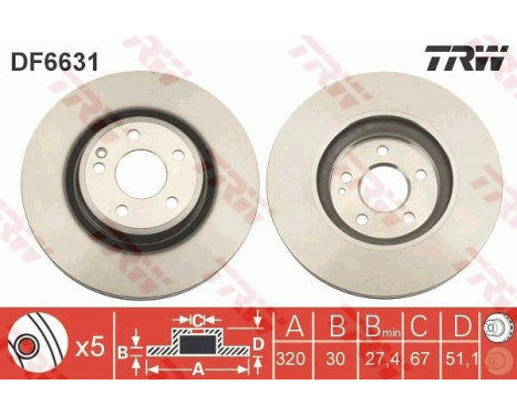 Brake Disc DF6631 TRW, Image 2