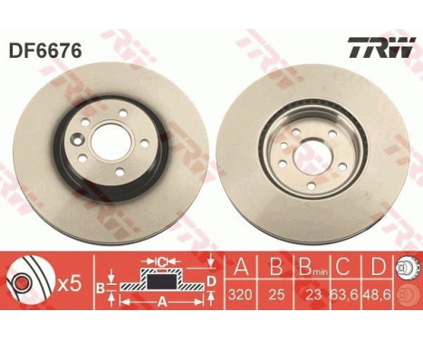 Brake Disc DF6676S TRW, Image 2