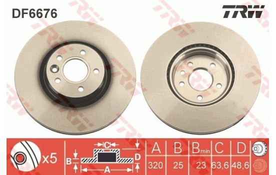 Brake Disc DF6676S TRW, Image 2
