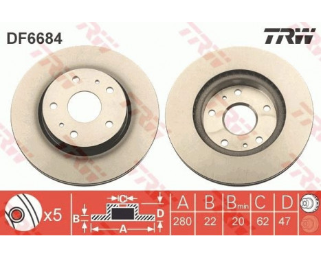 Brake Disc DF6684 TRW