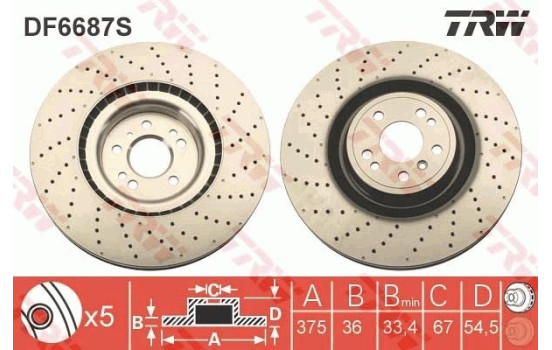 Brake Disc DF6687S TRW, Image 2