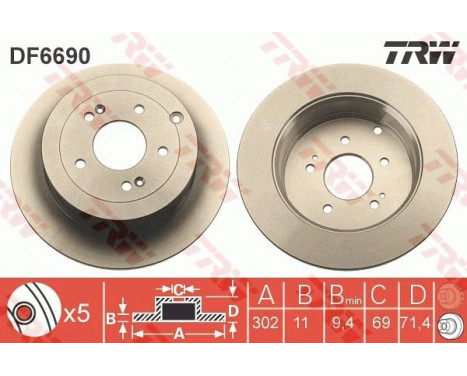 Brake Disc DF6690 TRW