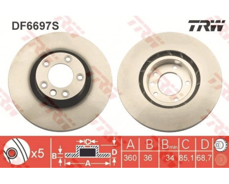 Brake Disc DF6697S TRW, Image 3