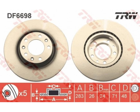 Brake Disc DF6698 TRW