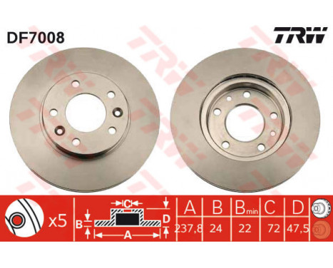 Brake Disc DF7008 TRW