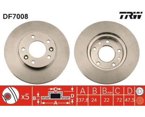 Brake Disc DF7008 TRW, Image 2