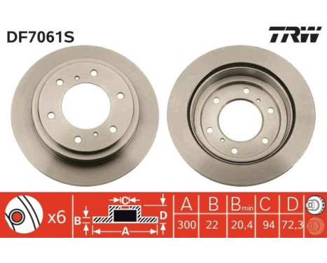 Brake Disc DF7061S TRW, Image 2