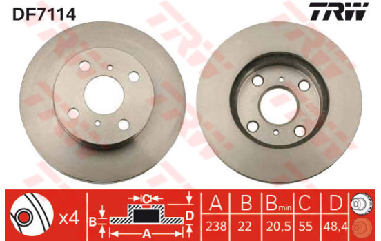 Brake Disc DF7114 TRW
