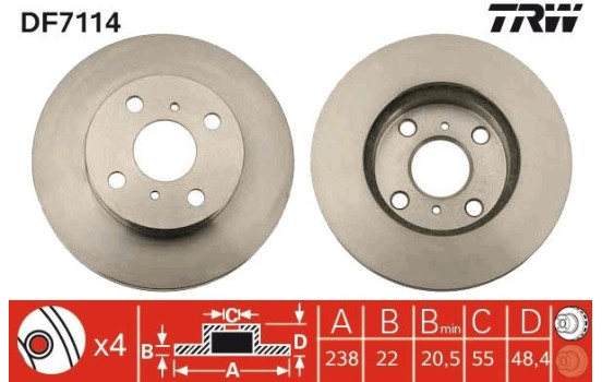 Brake Disc DF7114 TRW, Image 2